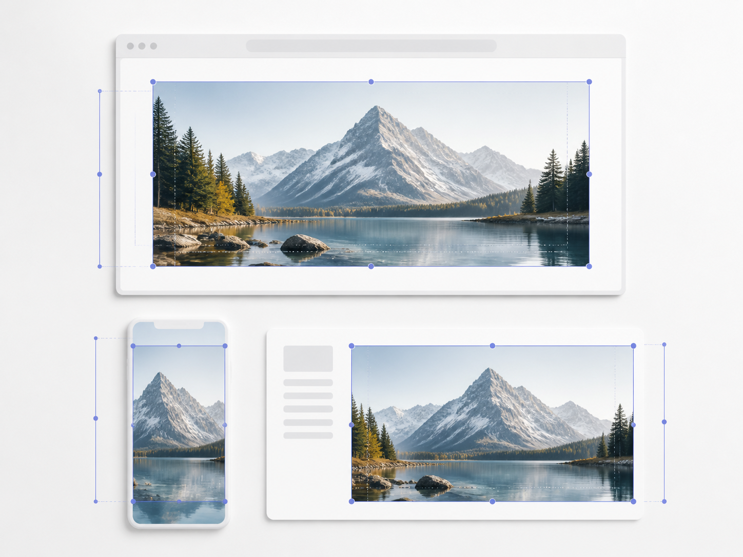 One source image shown in multiple publishing aspect ratios