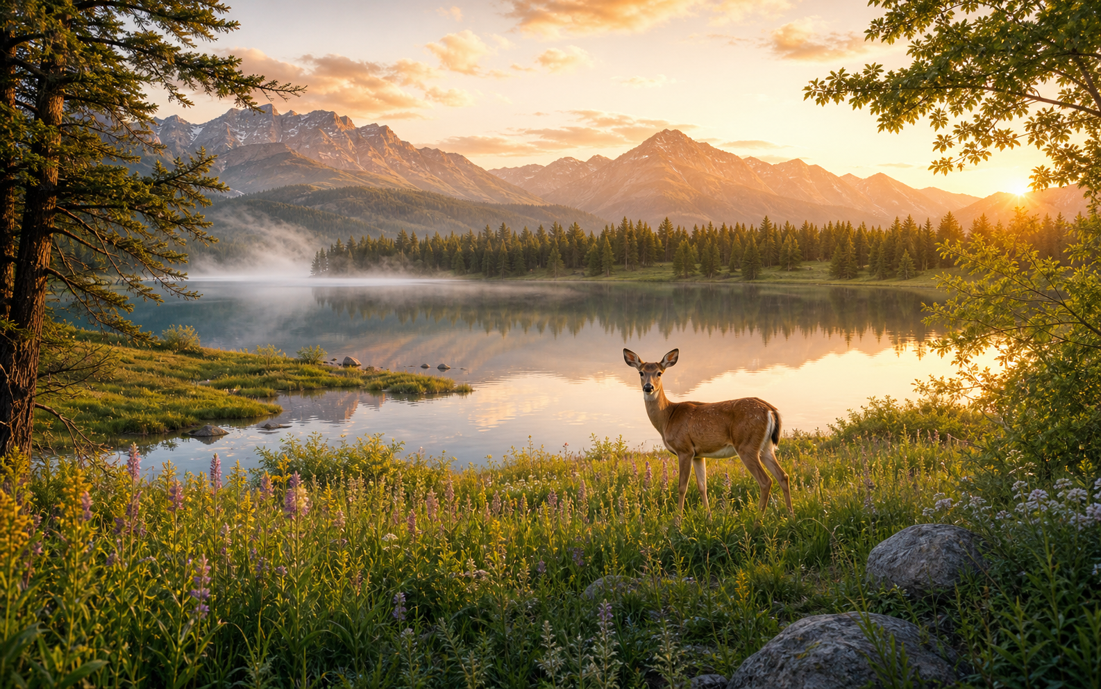 A mountain lake wildlife photo scaled from a smaller preview into a larger frame